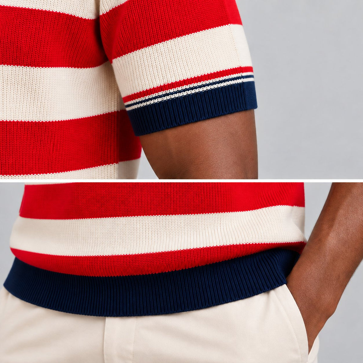 Krischen Red and White Knit Polo