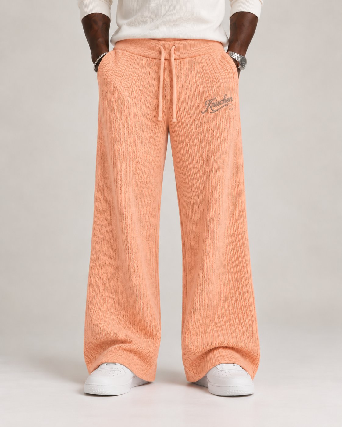 Krischen Peach Cable Knit Jogging Pants