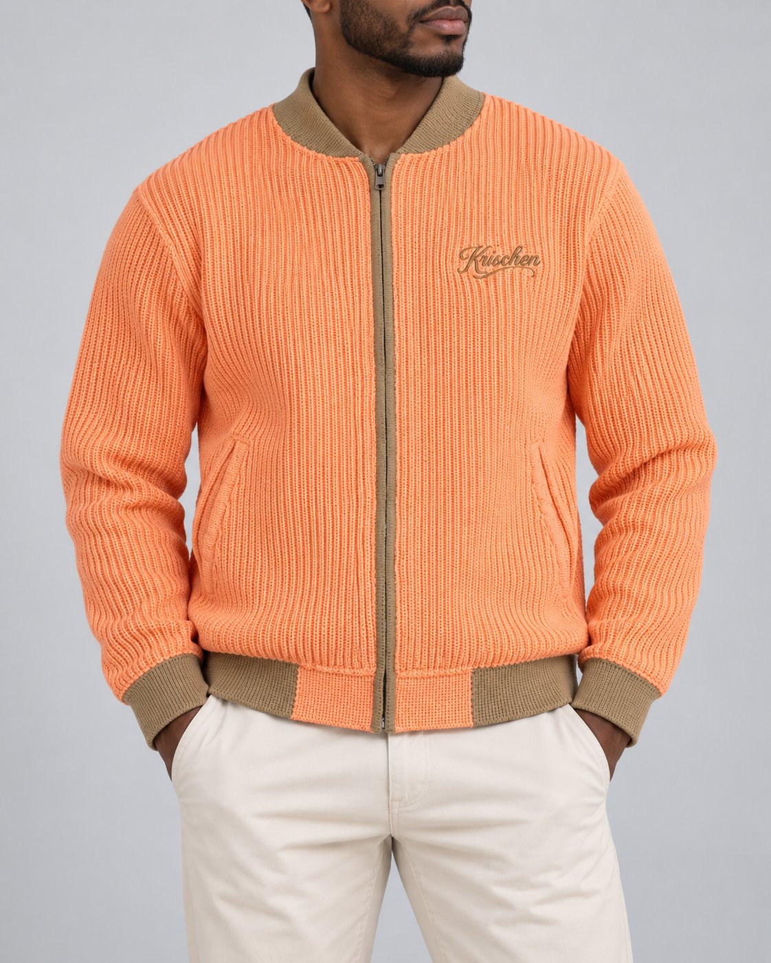 Krischen Peach Cable Knit Jogging Jacket