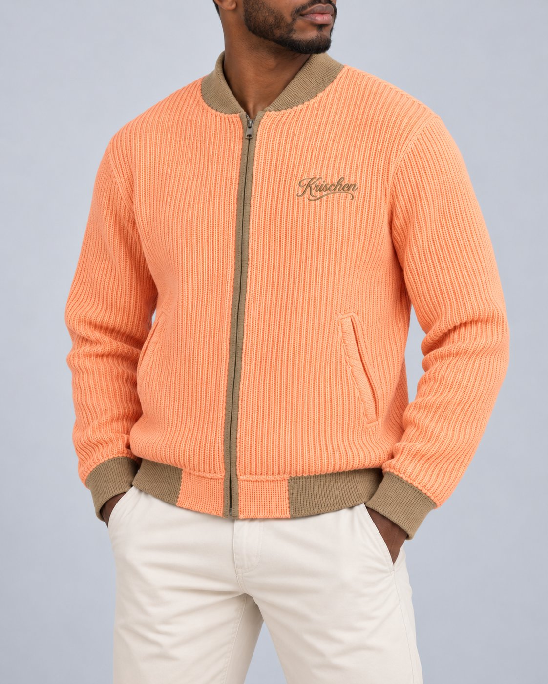 Krischen Peach Cable Knit Jogging Jacket