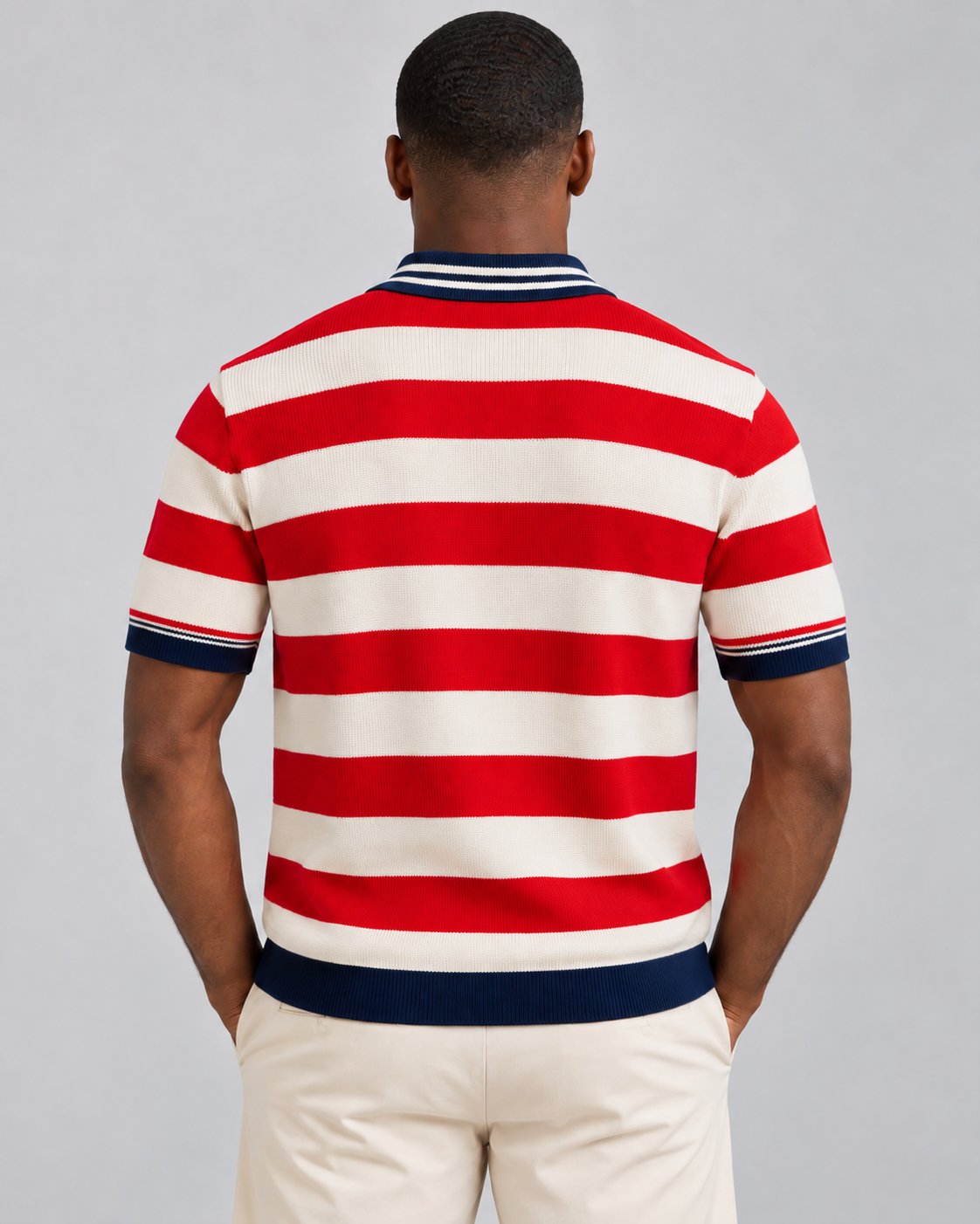 Krischen Red and White Knit Polo