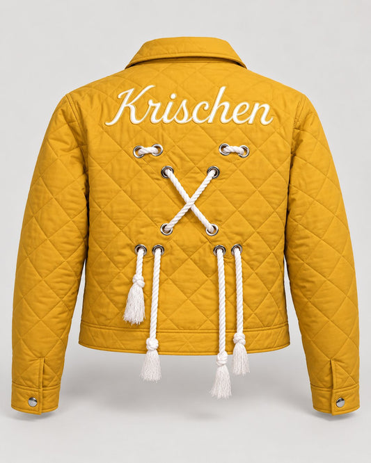 Krischen BYOC Quilted Jacket Mustard Yellow, back view