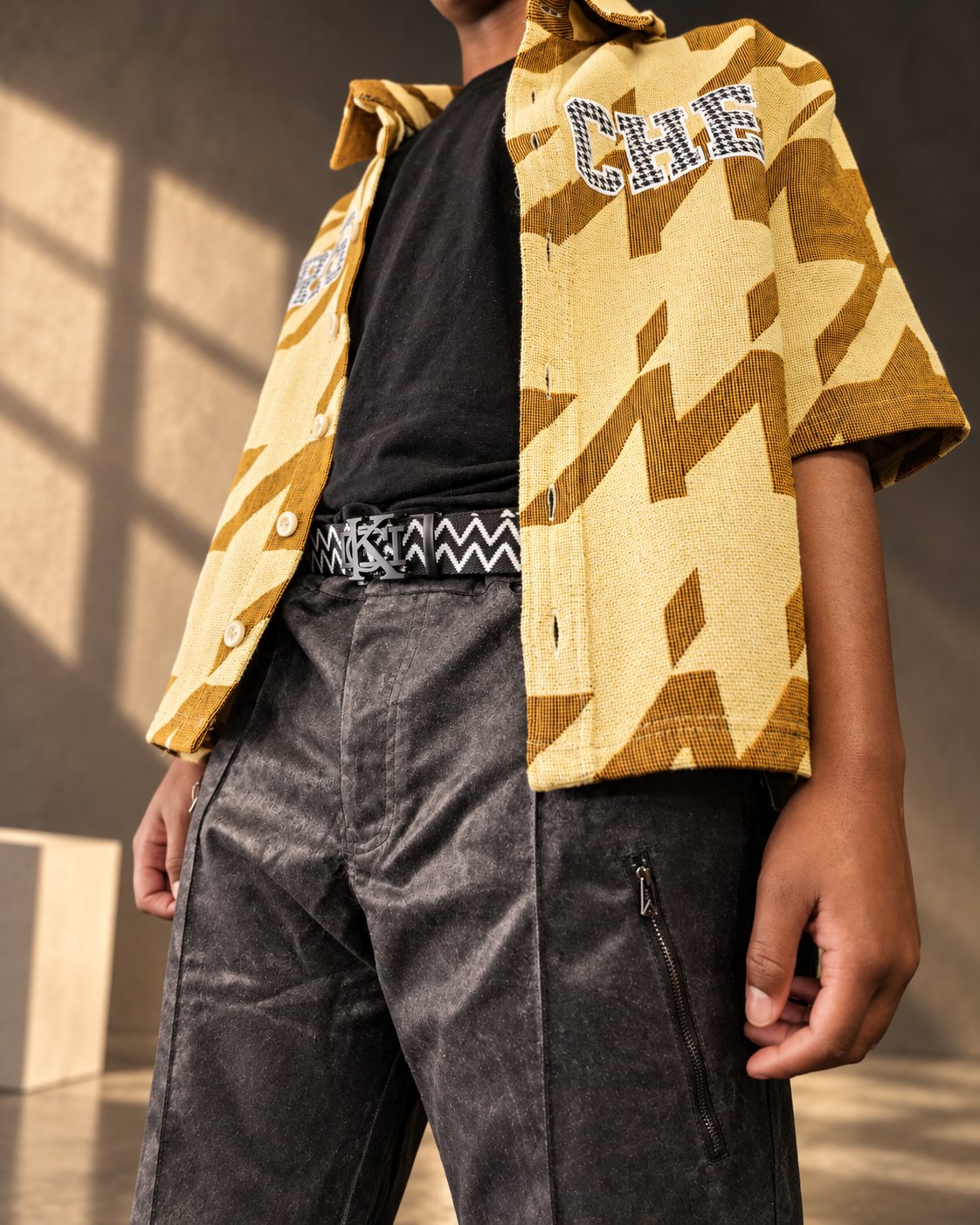 KRISCHEN Yellow Houndstooth Shirt