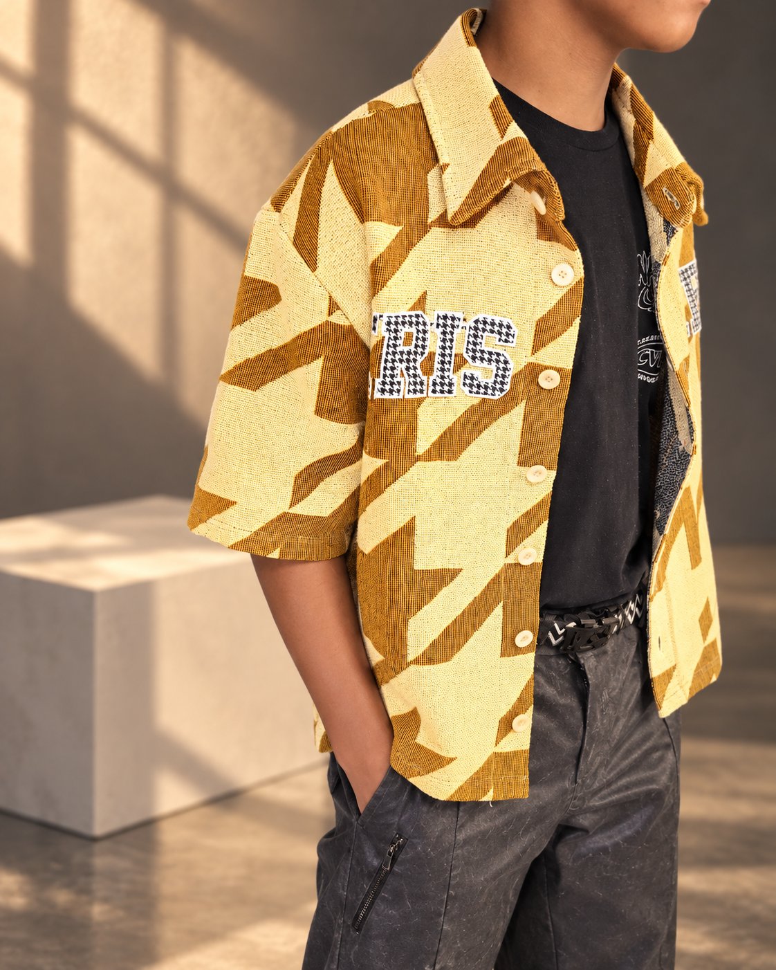 KRISCHEN Yellow Houndstooth Shirt