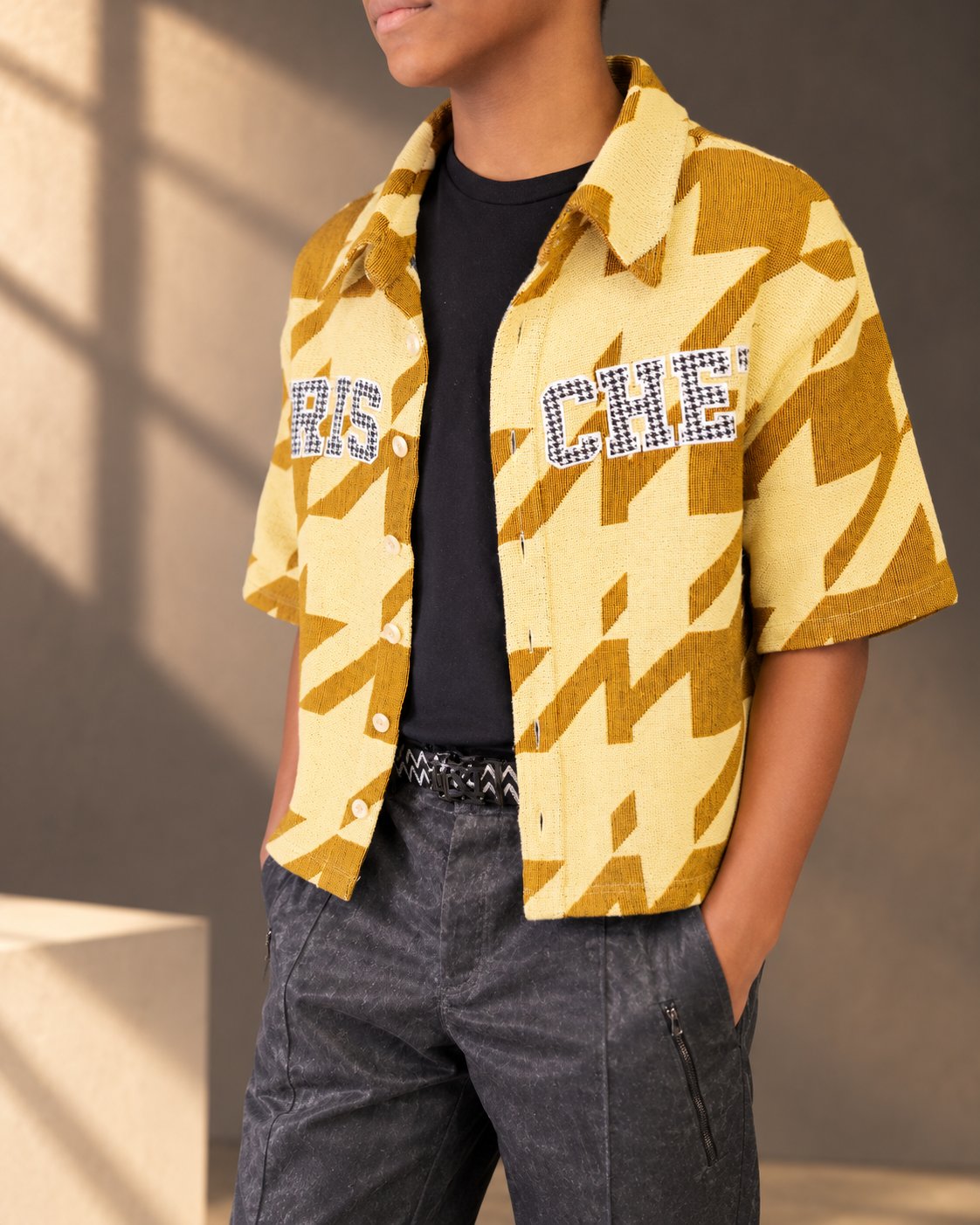 KRISCHEN Yellow Houndstooth Shirt